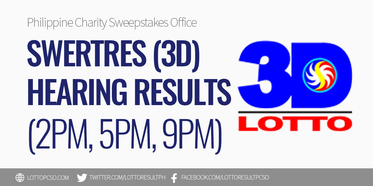 PCSO SWERTRES RESULT TODAY, 3D Lotto Results at 2PM, 5PM, 9PM